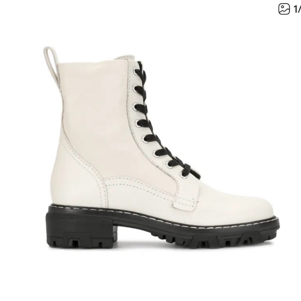 Rag & Bone White Combat Boots with Black Details